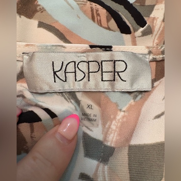 Kasper Dress Womens Large Blue Moc Wrap V-Neck Seaglass Gold Waist size XL - Picture 8 of 15